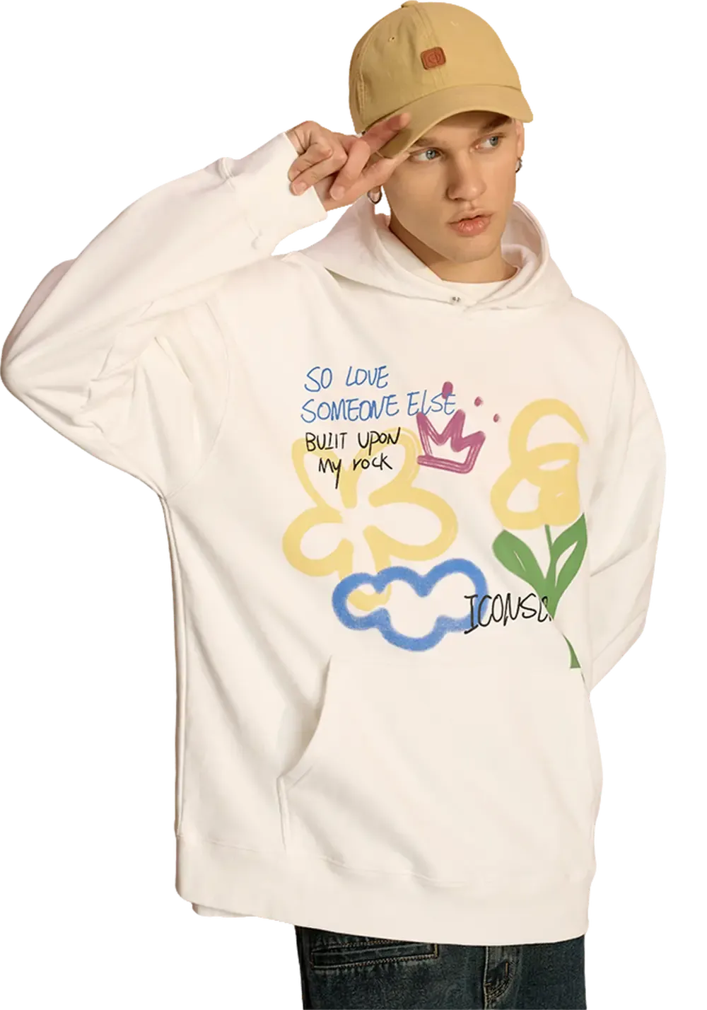 Hand Painted Colorful Floral Hoodie