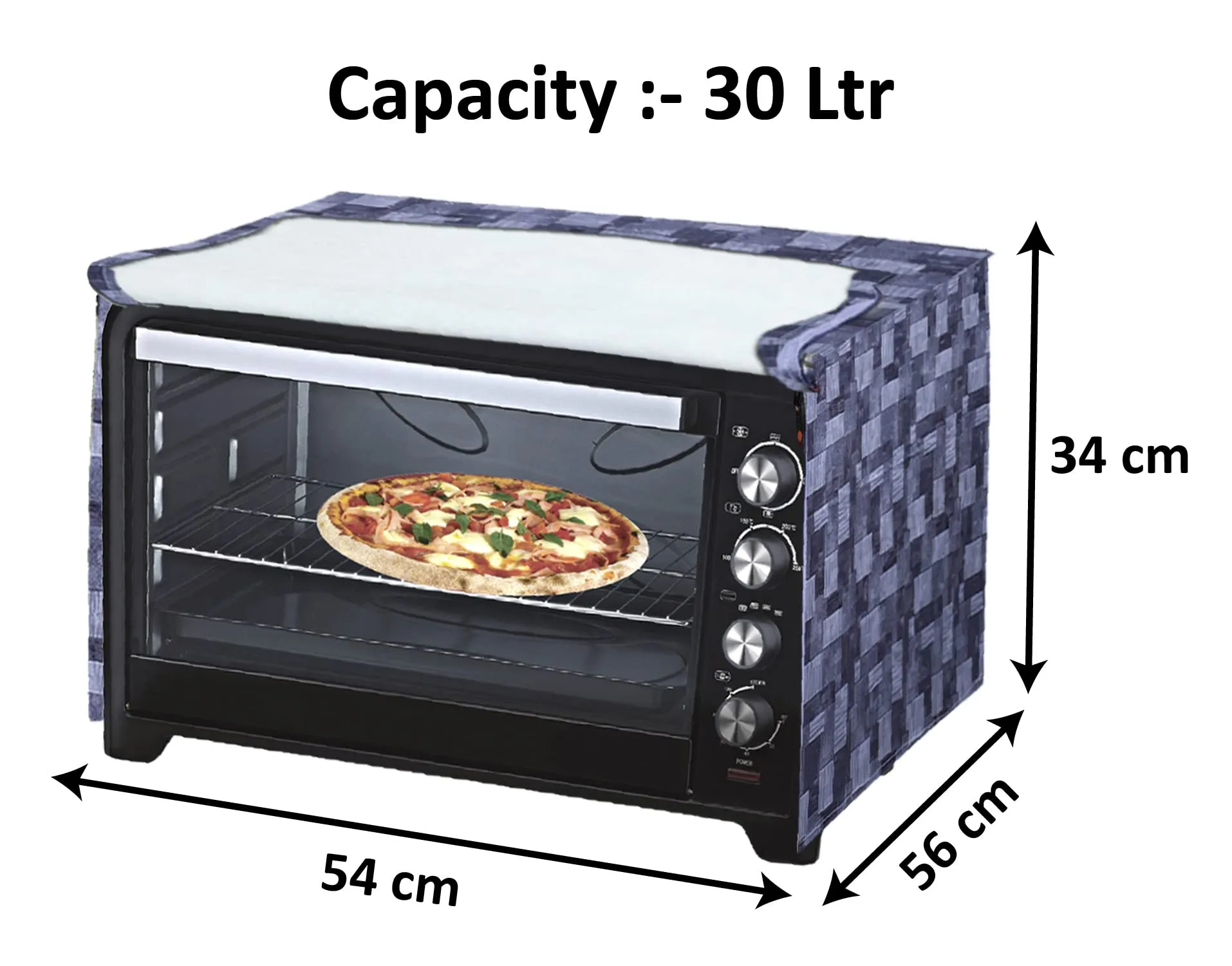 Heart Home PVC 3D Check Printed Microwave Oven Cover, Dustproof Machine Protector Cover,30 LTR. (Grey)-HS43HEARTH26038