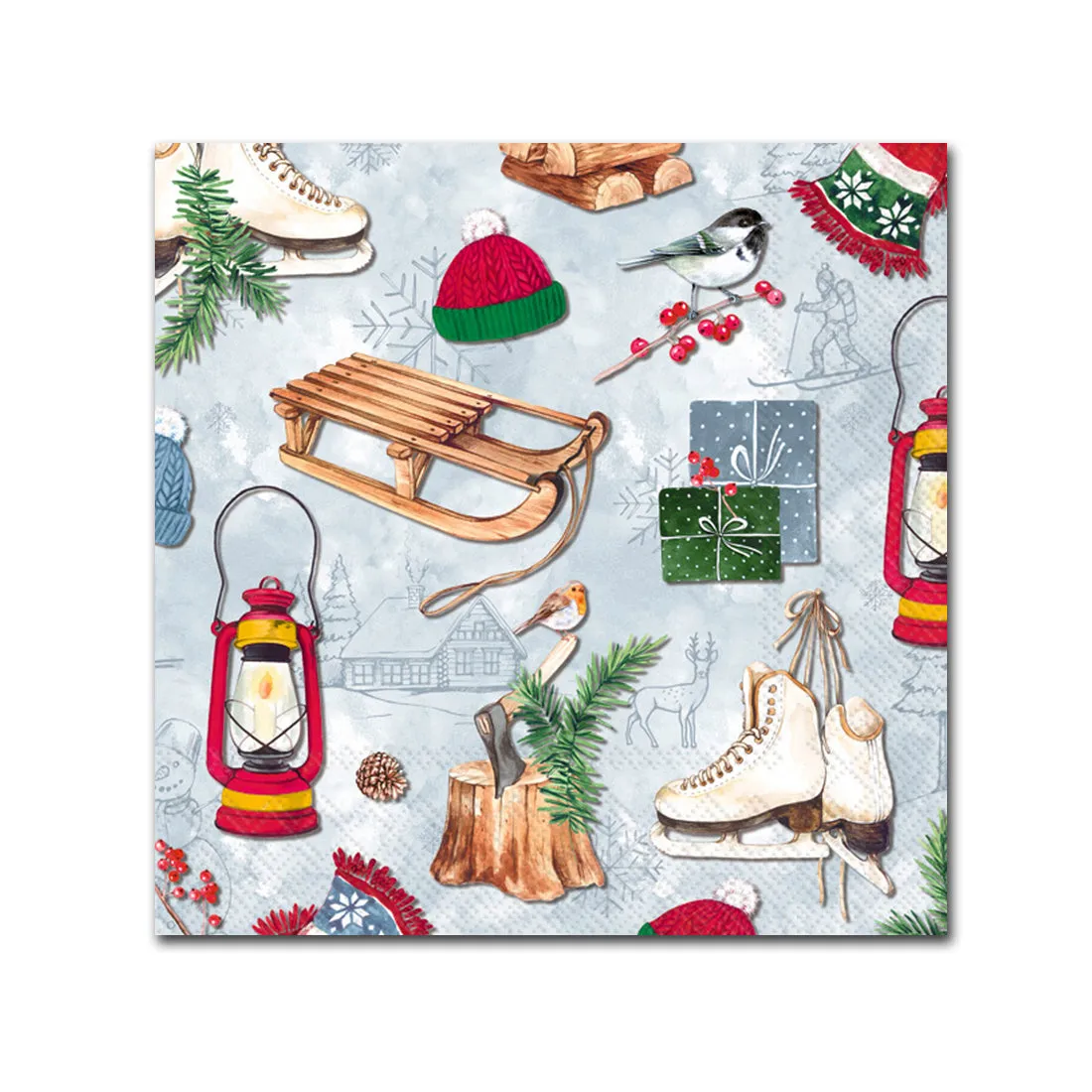 Holiday Winter Sports Paper Beverage Napkins