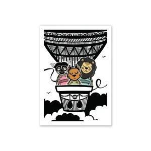 Hot air balloon postcard