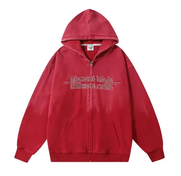 Inkjet Gradient Letter Hooded Jacket Men