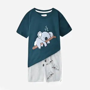 Kids Graphic Printed Soft Cotton Teal Suit