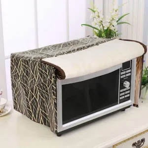 Kuber Industries PVC Leaf Printed Microwave Oven Cover,30 LTR. (Brown)-50KM01248