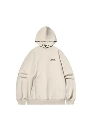 Letter Foam Print Hoodie-Beige