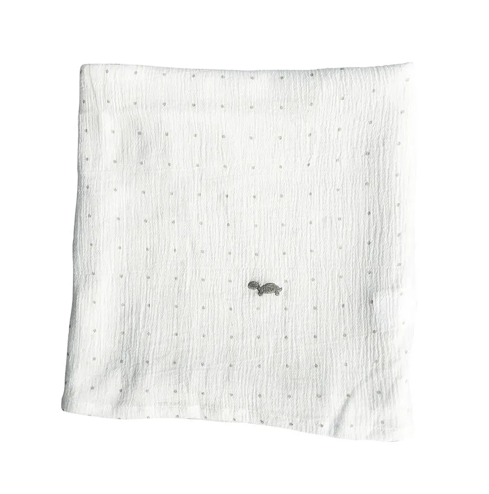 Little Turtle Baby - Stretch Muslin Swaddle - Grey Dots