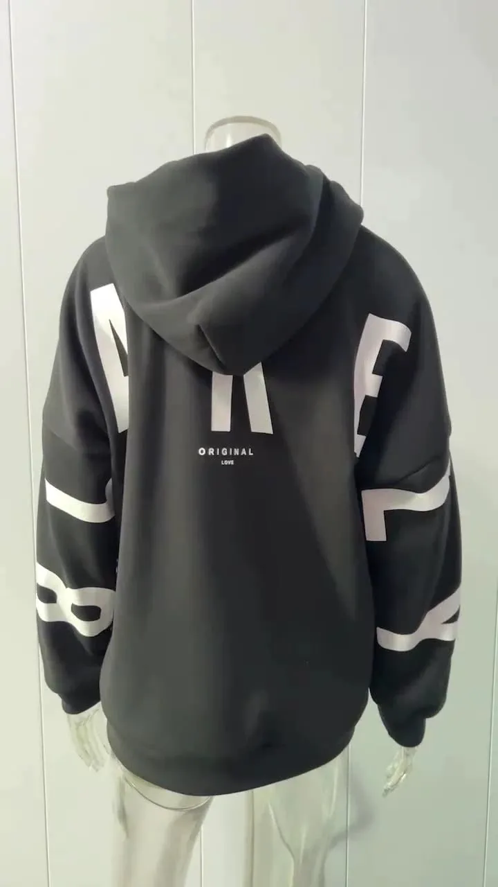 Loose Fit Hoodie with Big Thick Letters