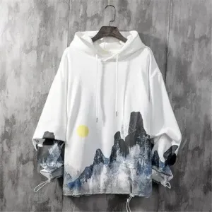 Loose Student Hooded Gradient Print Hoodie