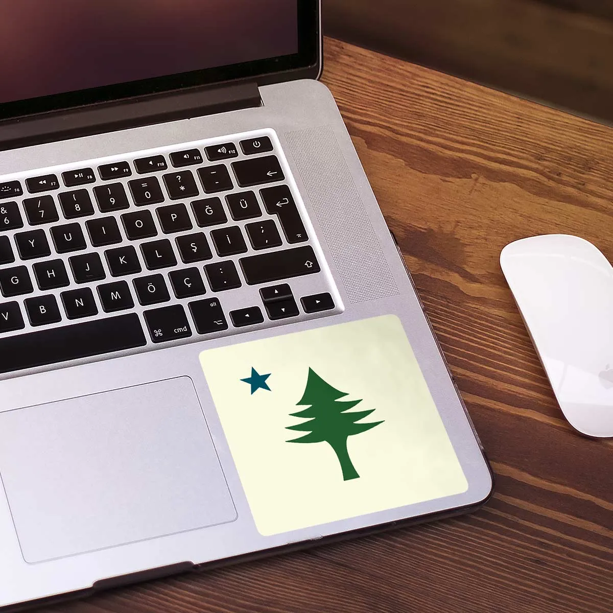 Maine State Flag Pine Tree & Star Die Cut Vinyl Sticker