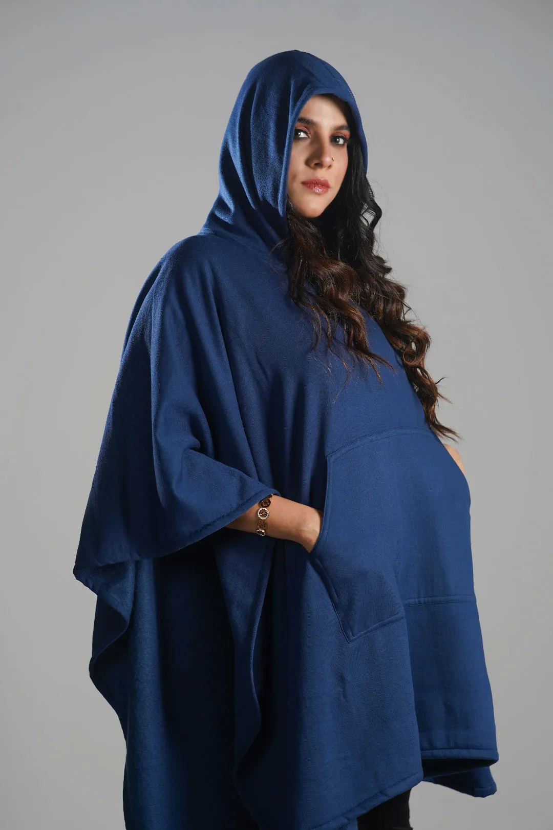 MarineBlue Poncho Hoodie