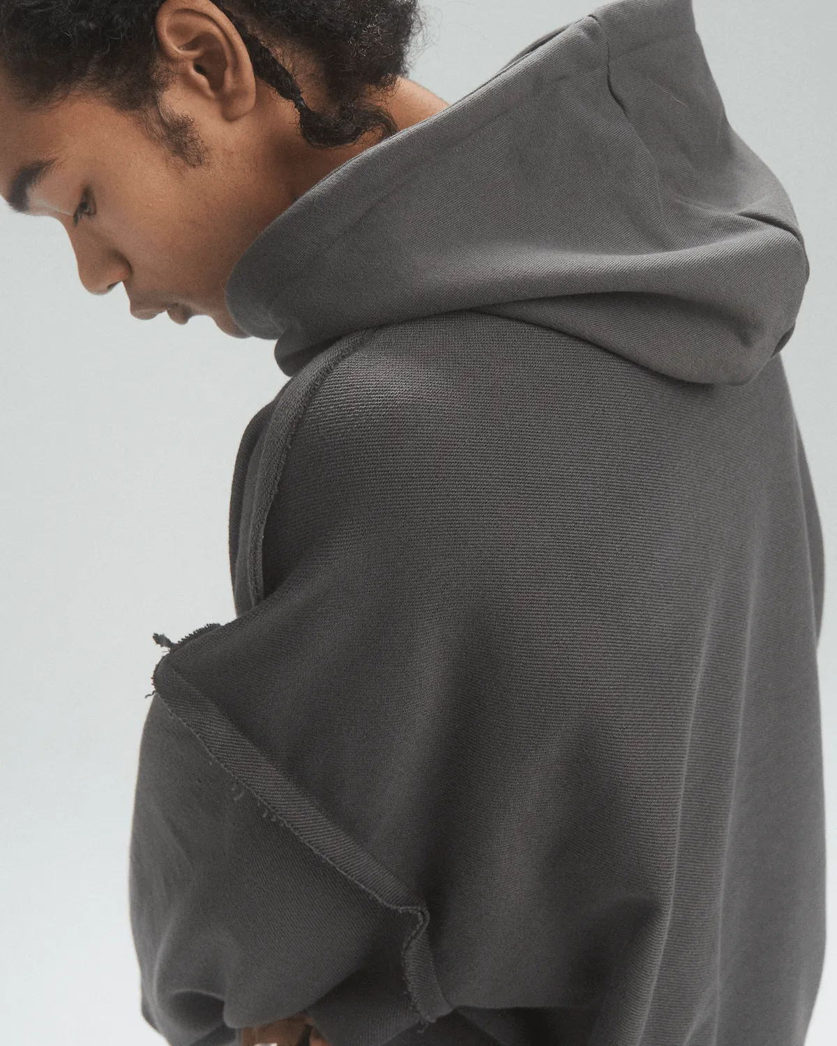 Off The Label seam detail distressed steel grey hoodie