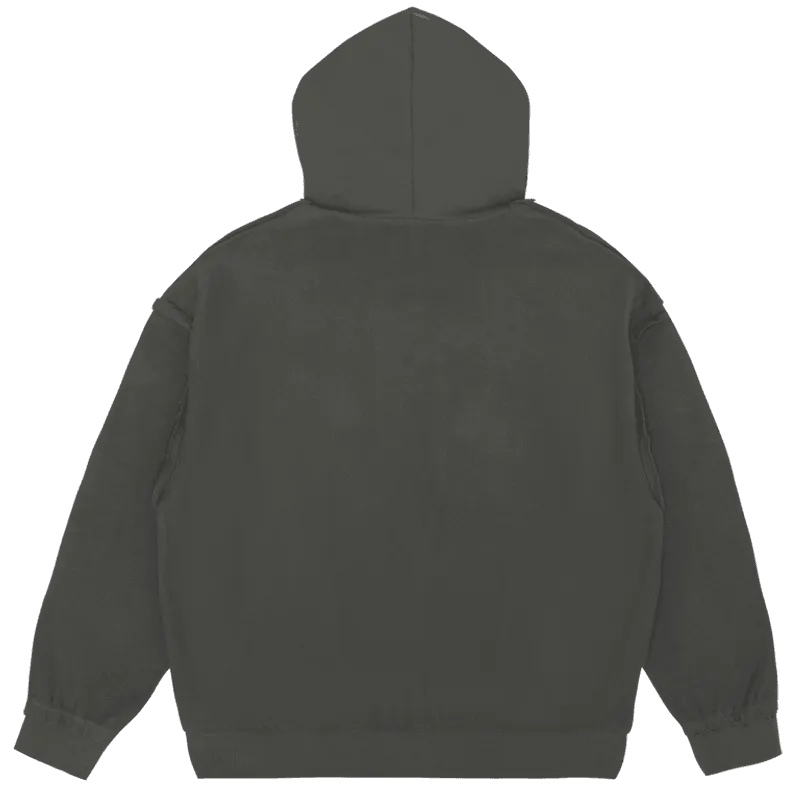 Off The Label seam detail distressed steel grey hoodie