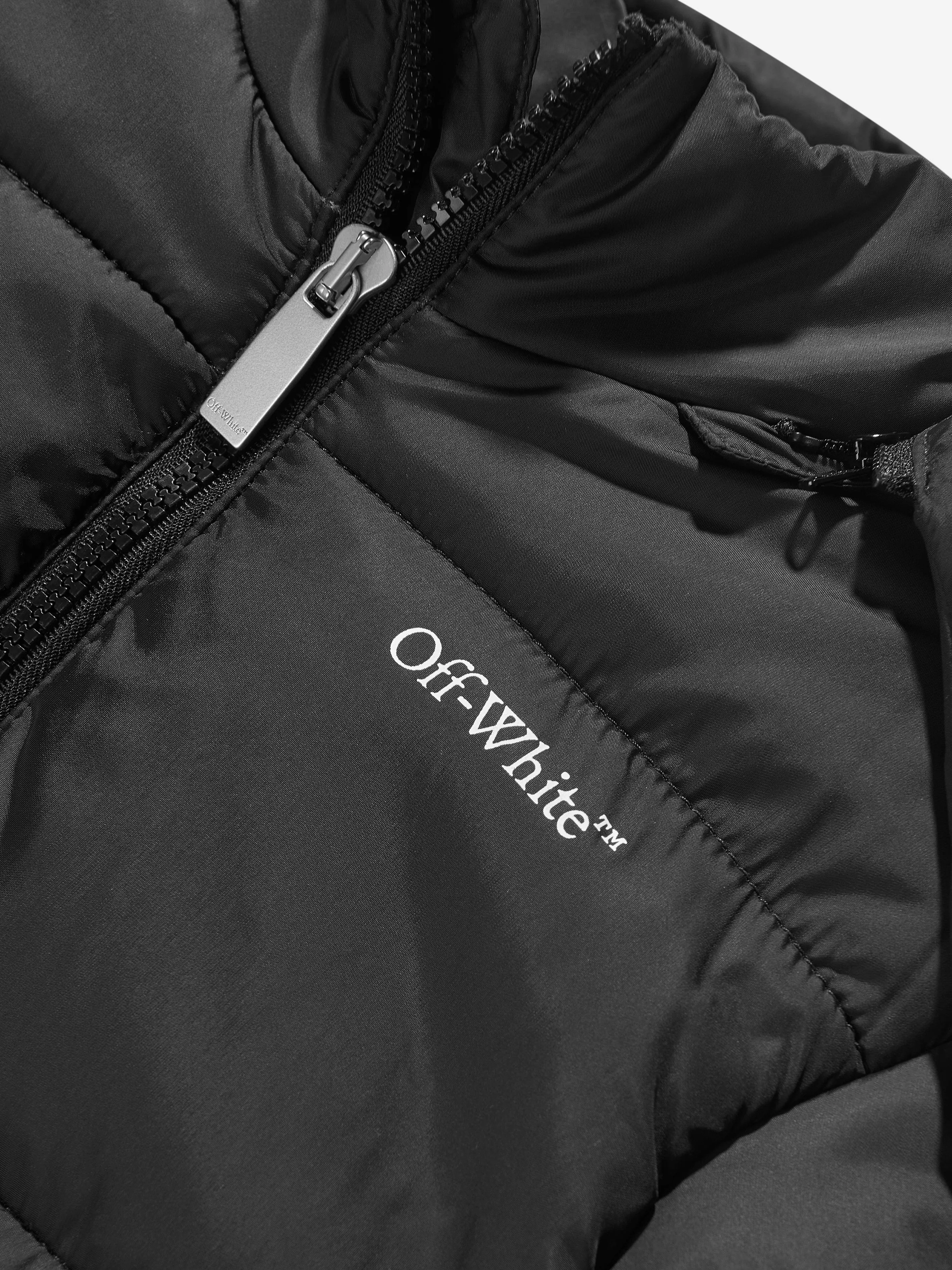 Off-White Boys Bookish Diag Down Puffer Jacket in Black