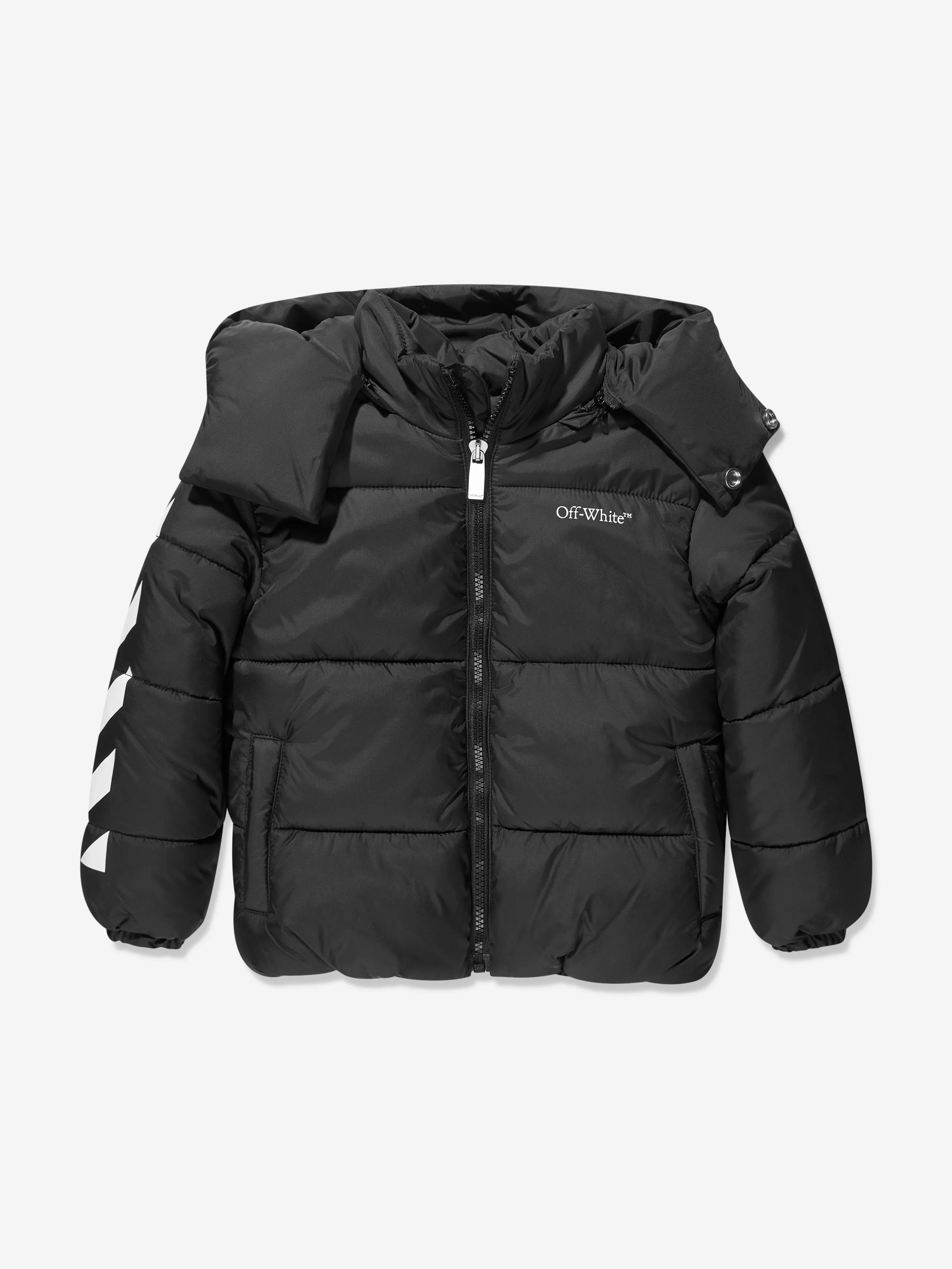 Off-White Boys Bookish Diag Down Puffer Jacket in Black