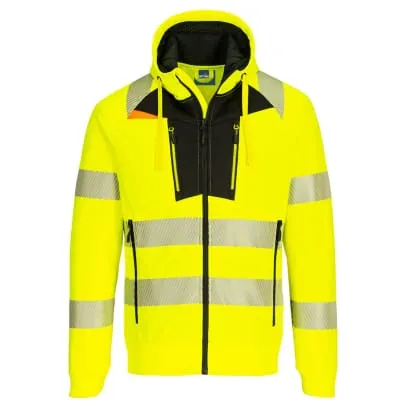 Portwest DX477 High Vis funnel neck zipped sweatshirt - Hi Vis Class 2/3 Rail Approved