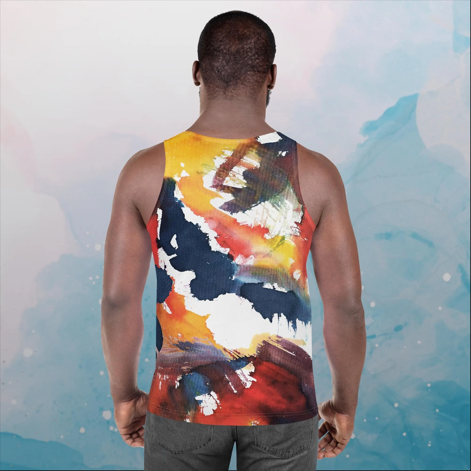 Primary Color Pallet Paint Print Unisex Tank Top