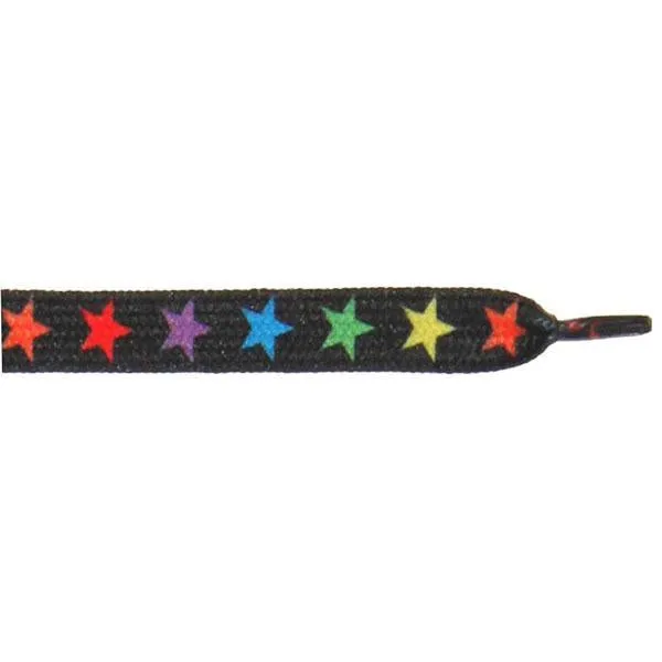 Printed 9/16" Flat Laces - Colorful Stars (1 Pair Pack) Shoelaces