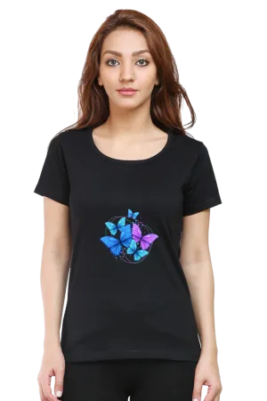 "Butterfly" Front & Back Printed T-Shirt | Stylish Women's Printed Tee | Unique Designs, Comfortable Fit, Perfect for Everyday Wear and Gifting