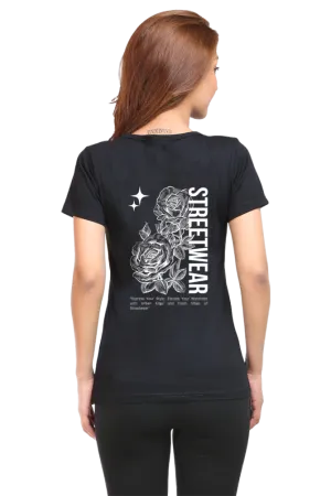 "Streetwear" Back Printed Women T-shirt | Stylish Women's Printed Tee | Comfortable Fit, Perfect for Everyday Wear and Gifting