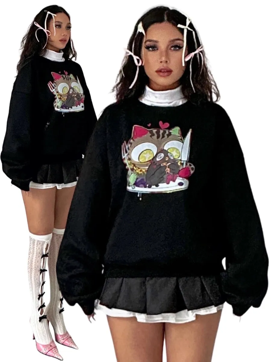 [Ricchie]Little Monster Cartoon Fleece Hoodie