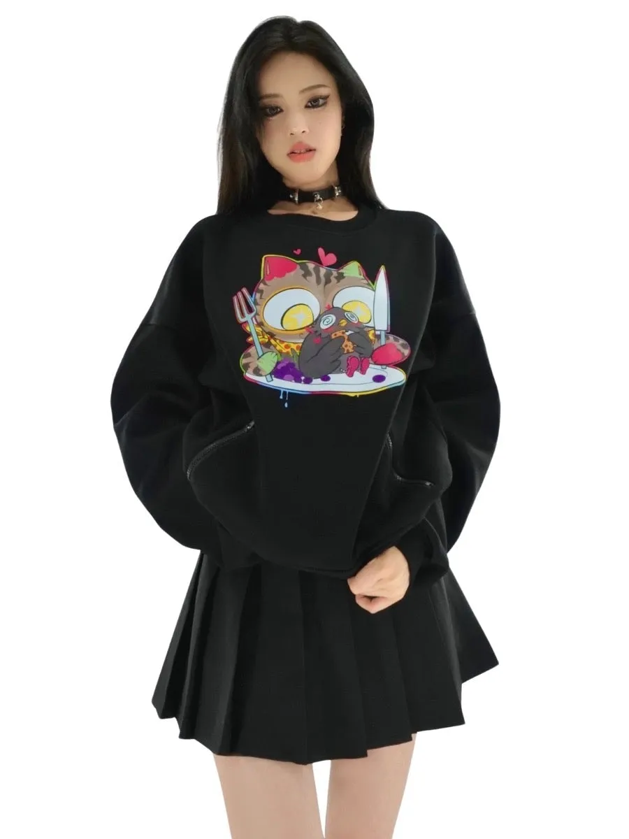 [Ricchie]Little Monster Cartoon Fleece Hoodie