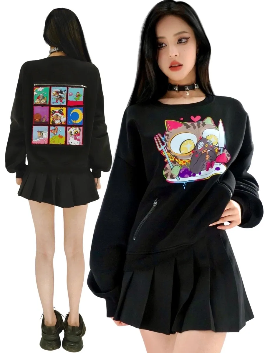 [Ricchie]Little Monster Cartoon Fleece Hoodie