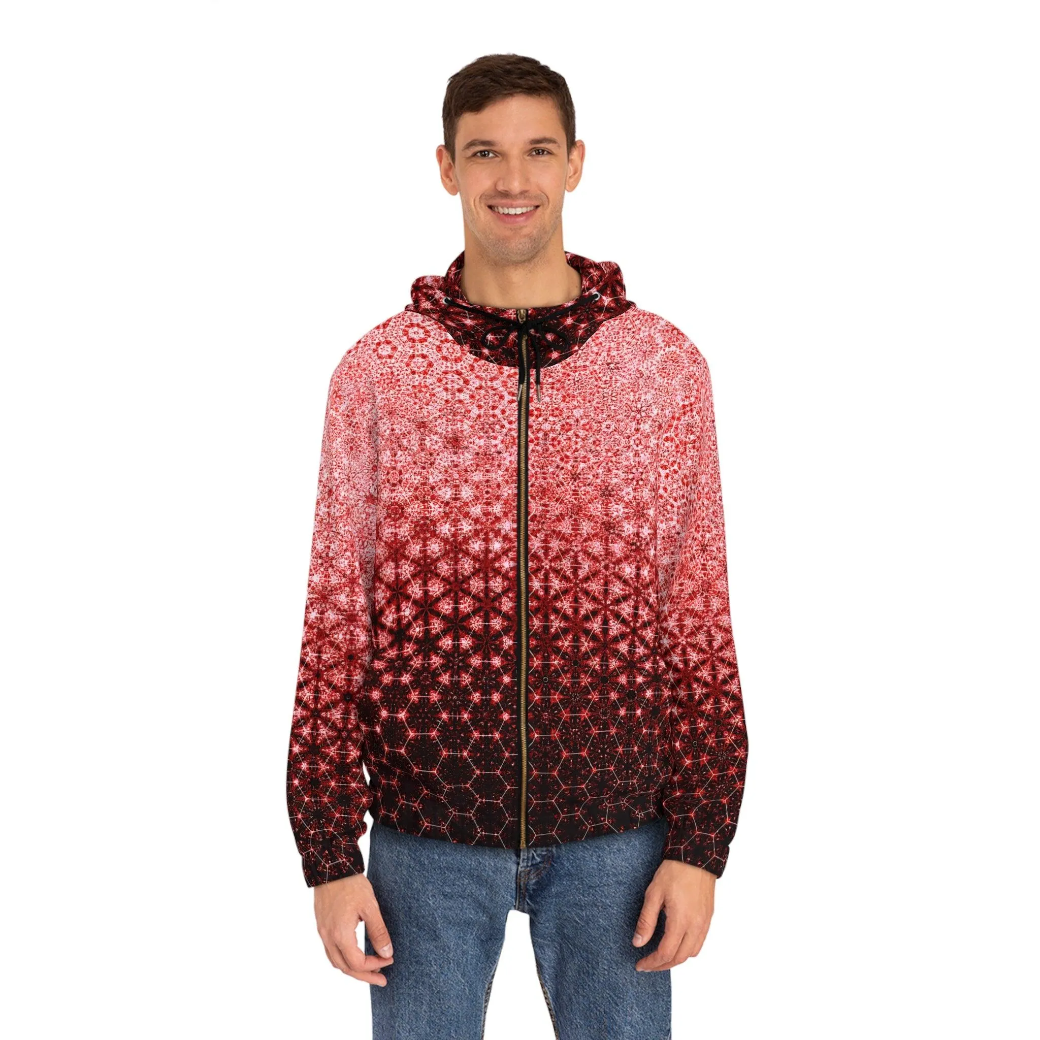 Sacred Geometry Scatter Plot by Meta Zen - Geometric Unisex Zip Up Hoodie (AOP) v3