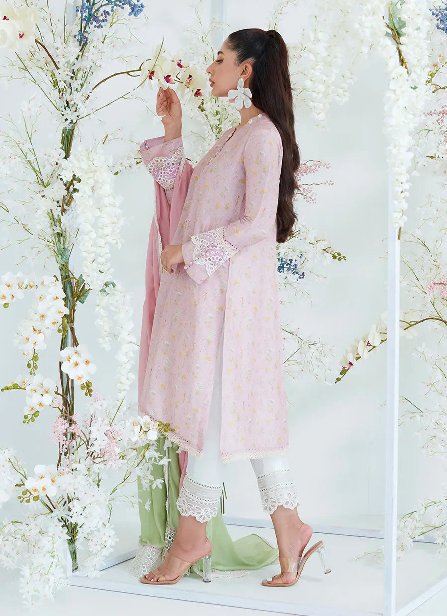 Sansa Chai Pink Shirt with Ombre Dupatta