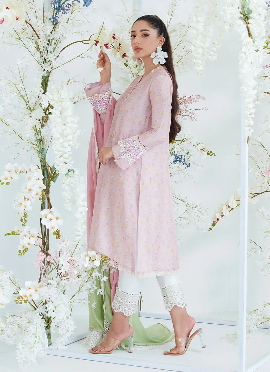 Sansa Chai Pink Shirt with Ombre Dupatta