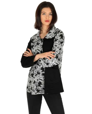 Stylish Black and White Long Sleeve Jacket for Women