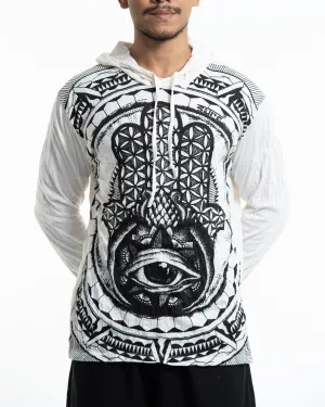 Sure Design Unisex Hamsa Eye Hoodie White