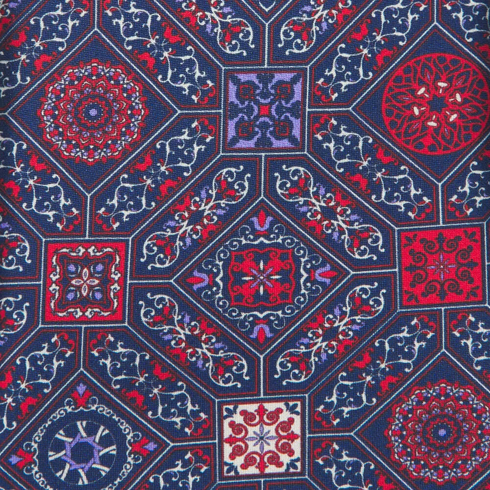 The Cathedral of Florence Blue and Red Duchesse Silk Tie