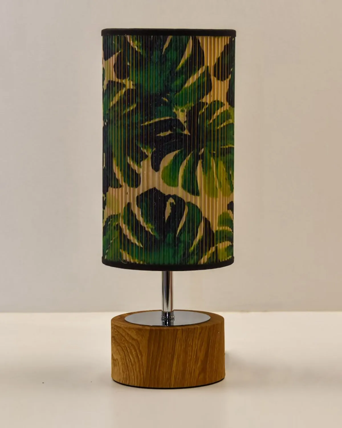 Tropical Leaf Printed Stick Shade, Touch Lamp, Birch Base