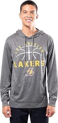 Ultra Game NBA Official Men’s Super Soft Lightweight Pullover Hoodie Sweatshirt - Unisex, Los Angeles Lakers, Heather Charcoal|Los Angeles Lakers