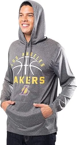 Ultra Game NBA Official Men’s Super Soft Lightweight Pullover Hoodie Sweatshirt - Unisex, Los Angeles Lakers, Heather Charcoal|Los Angeles Lakers