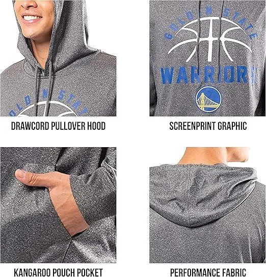 Ultra Game NBA Official Men’s Super Soft Lightweight Pullover Hoodie Sweatshirt - Unisex, Miami Heat, Heather Charcoal|Miami Heat