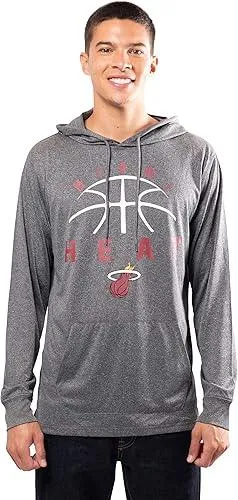 Ultra Game NBA Official Men’s Super Soft Lightweight Pullover Hoodie Sweatshirt - Unisex, Miami Heat, Heather Charcoal|Miami Heat