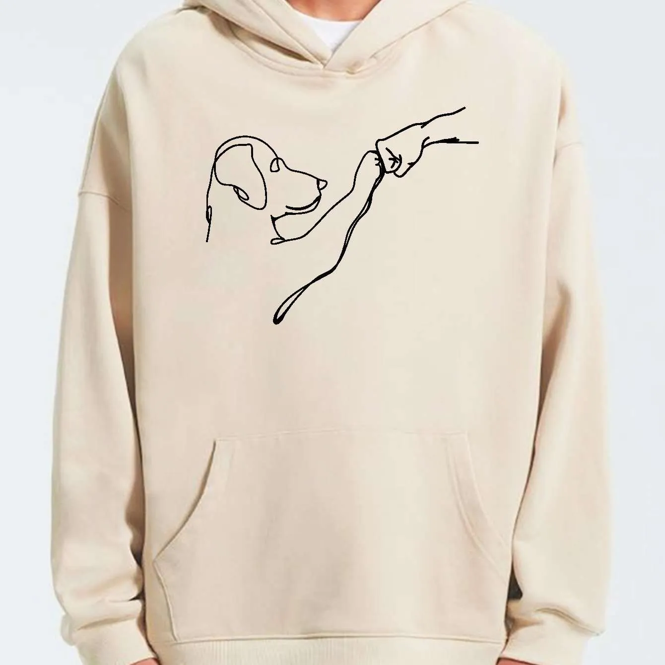 Unisex Casual Dog And Man Printed Hoodie