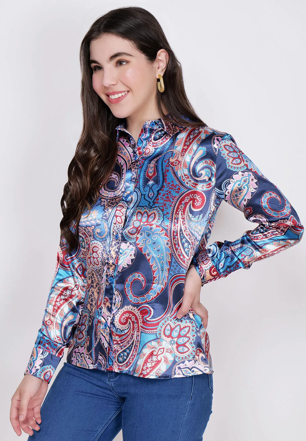 Women Classic Paisley Printed Casual Shirt