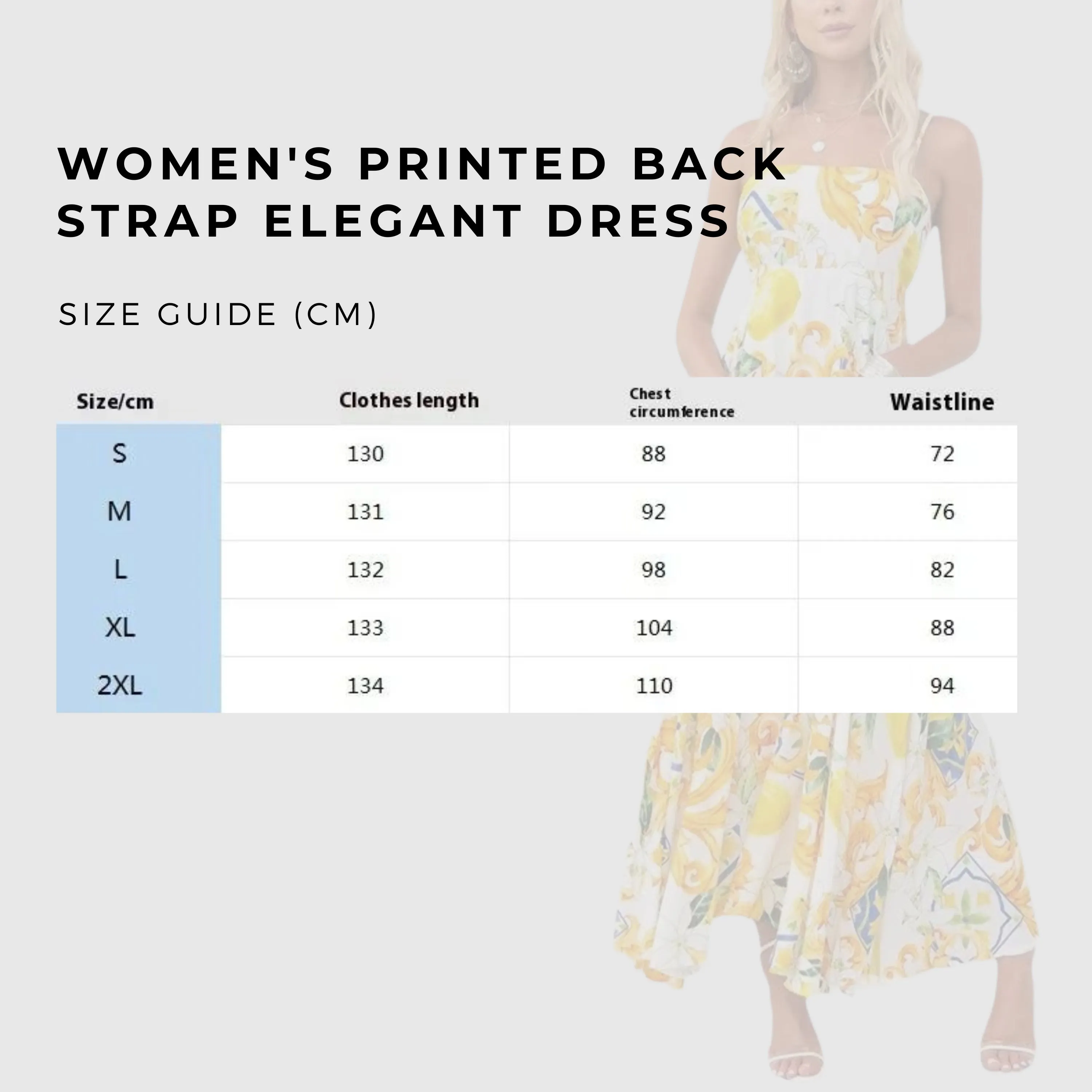 Women's Printed Back Strap Elegant Dress